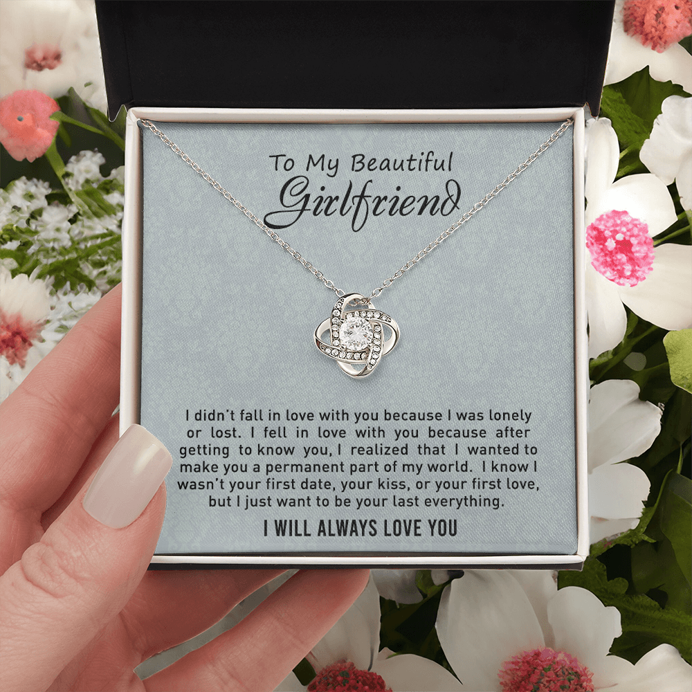 To My Beautiful Girlfriend Love Knot Necklace From Boyfriend, Husband, Girlfriend Gift Necklace - Love Knot Pendant Gift For Beautiful Girlfriend, Soulmate Gift Necklace To Girlfriend From Boyfriend