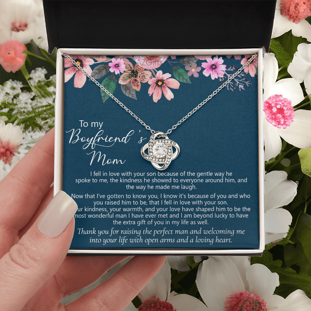 To My Boyfriends Mom Necklace From Girlfriend, Mother And Son Gift Necklace, Gift For Boyfriends Mom Love Knot Necklace Gift For Her, Jewelry For Boyfriend's Mom On Mother's Day Necklace, Christmas