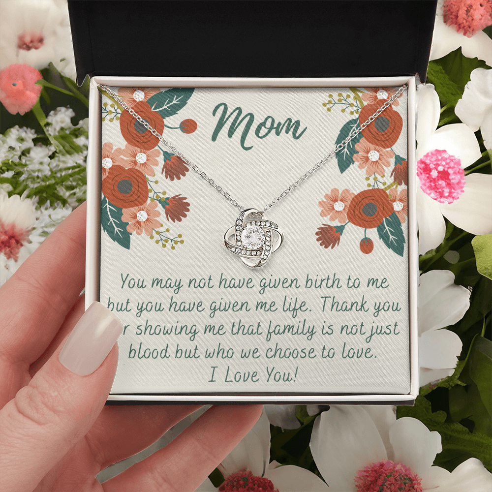 To My Mom Love Knot Necklace Gift for Stepmom Birthday Present Idea for Mother
