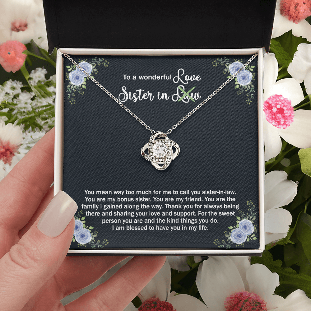 To A Wonderful Sister In Law Love Knot Necklace From Sister, I Love You Sister Gift Necklaces Sister-in-Law Gift Pendant Love Knot Jewelry Gift For Sister In Love Necklace, Unbiological Sister Gift