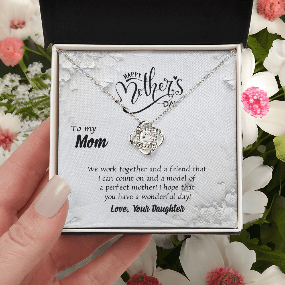 Happy Mother's Day Necklace, To My Mom Love Knot Necklace Gift From Daughter, Mom Your Daughter Necklace, Daughter And Mother Love Knot Pendant Gift For Mom Gift Necklace, Jewelry Gift For Women
