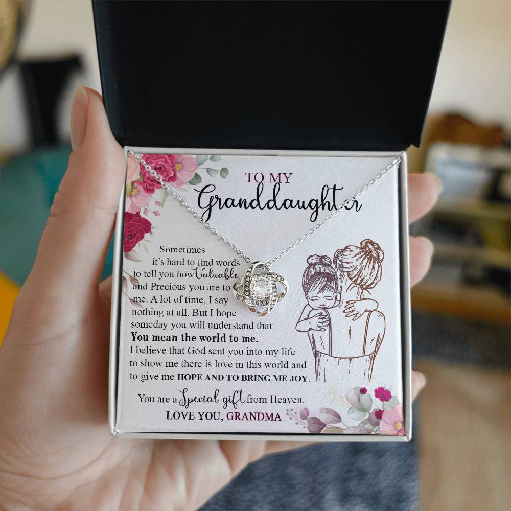 Granddaughter And Grandma Necklace, Jewelry Gift Necklace For Granddauhter - To My Granddaughter Necklace From Grandma, Love Knot Necklace For Granddaughter, Special Necklace From Heaven Necklace