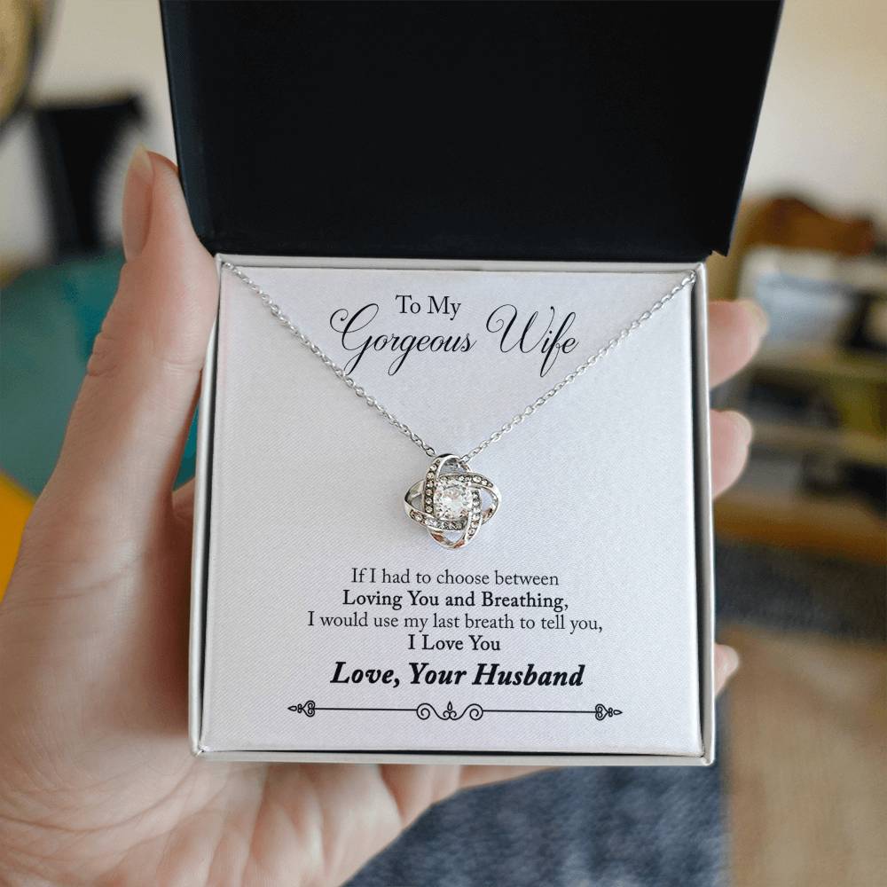 Gorgeous Wife Necklace, To My Gorgeous Wife Necklace From Husband Wife Love Knot Necklace Jewelry Gift For Women Badass Wife Gift Necklace Gorgeous Wife Gift Necklace Soulmate Gift Love Knot Pendant