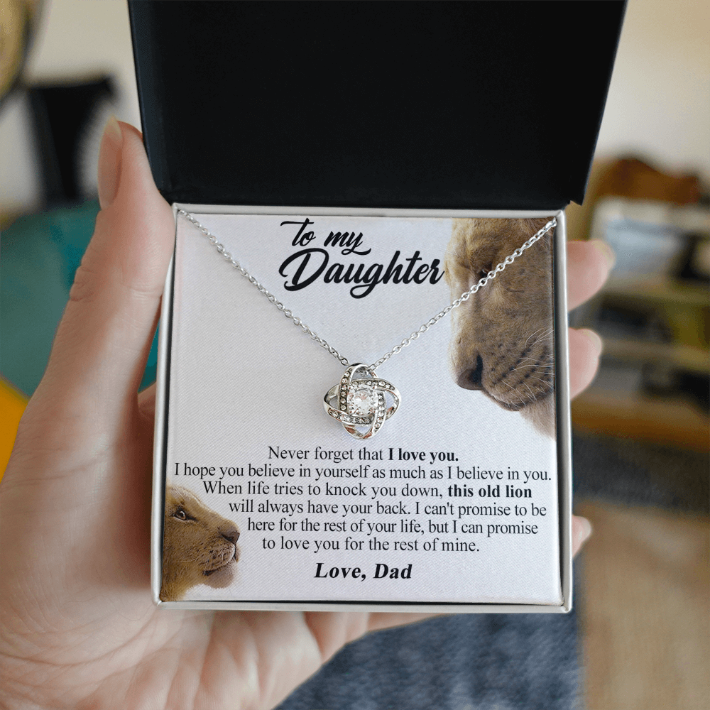 Daughter and Bonus Daughter Gift Necklace, To My Daughters Necklace Love Knot Jewelry Gift From Dad Step Dad Mom Step Mom For Birthday, Graduation Gift, Thanksgiving and Christmas For Daughter