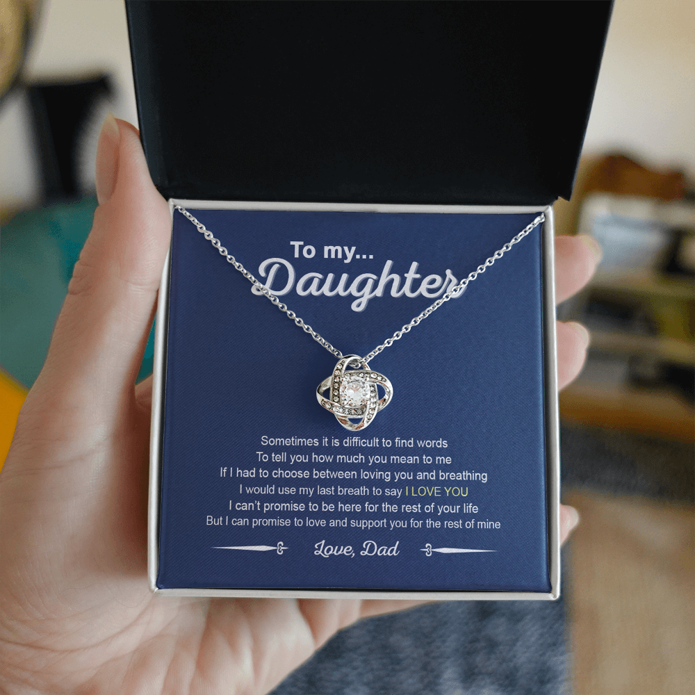 To My Daughter Love Knot Necklace From Dad, Father And Daughter Love Knot Pendant Gift For Daughter From Daddy To Daughter Love Knot Jewelry Gift For Girls, Love And Support Necklace For Daughter