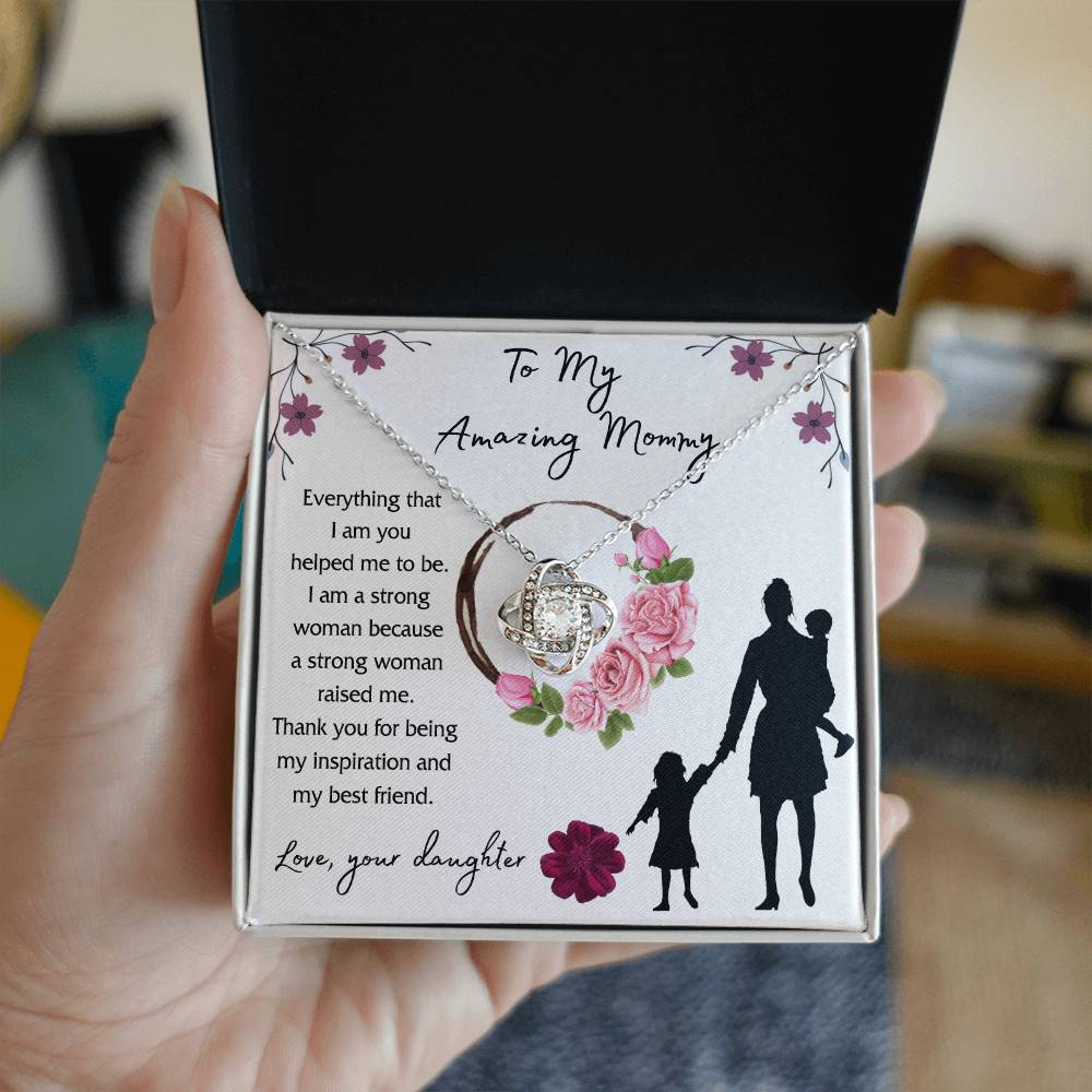 Mom And Daughter Gift Necklace, To My Amazing Mom Necklace From Daughter, Necklace Gift For Mom On Birthday Gift Anniversary Mother's Day Necklace Gift Mom Love Knot Necklace Jewelry Gift For Women