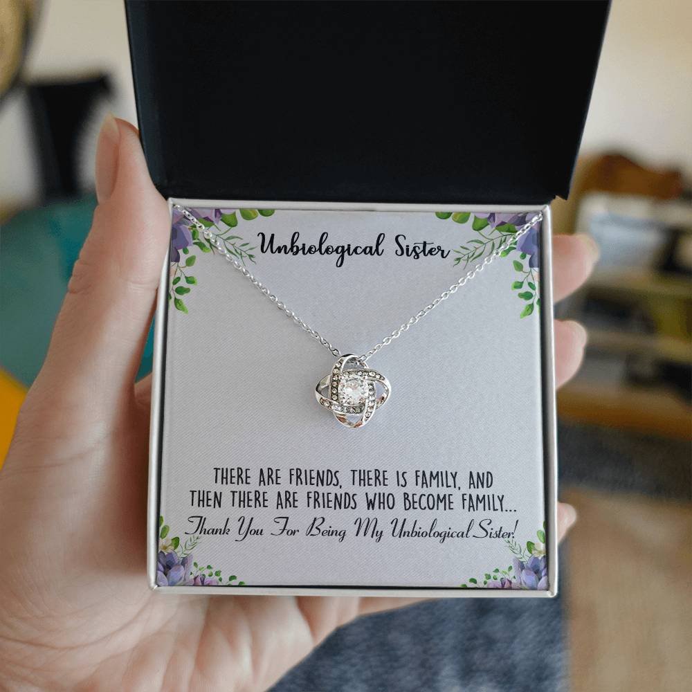 To My Unbiological Sister Love Knot Necklace From Sister, Thank You For Being Sister Gift Necklace, Sister-in-Law Gift Pendant, Love Knot Jewelry Gift For Girls Brother And Unbiological Sister Gifts