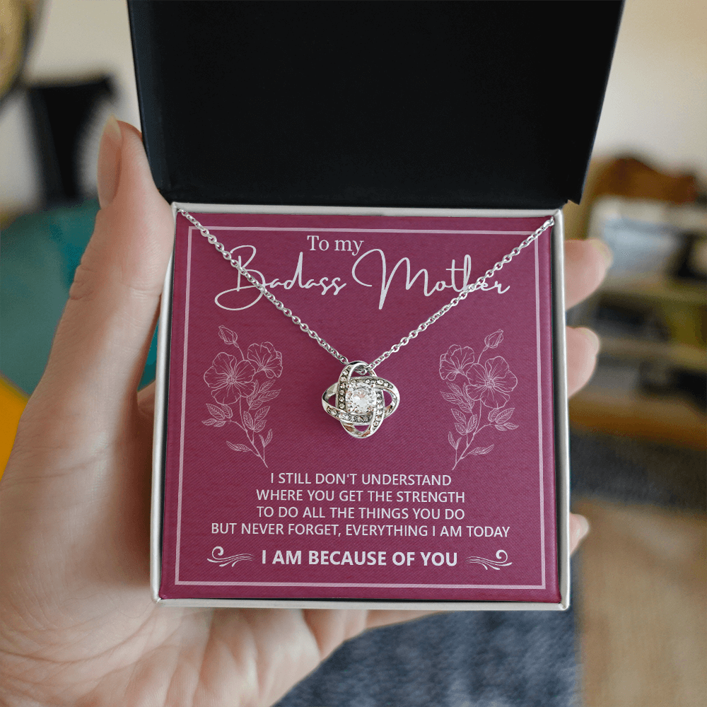 Badass Mother Necklace, To My Badass Mother Love Knot Necklace, Badass Mom Gift Necklace, Badass Mother Necklace Gift From Daughter, Mother's Day Necklace Gift For Mom, Jewelry Gift For Women Badass