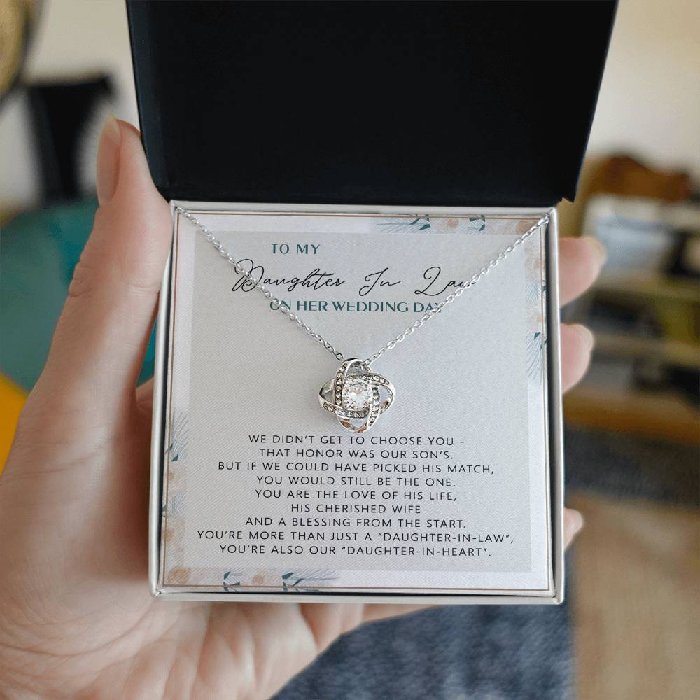 The Love Knot Necklace Daughter,  To My Daughter On Your Wedding Day Necklace From Mom, Bride Gift From Mom, Mother Of The Bride Gift To Daughter, Daughter's Wedding Day Keepsake Gift Unique Gift