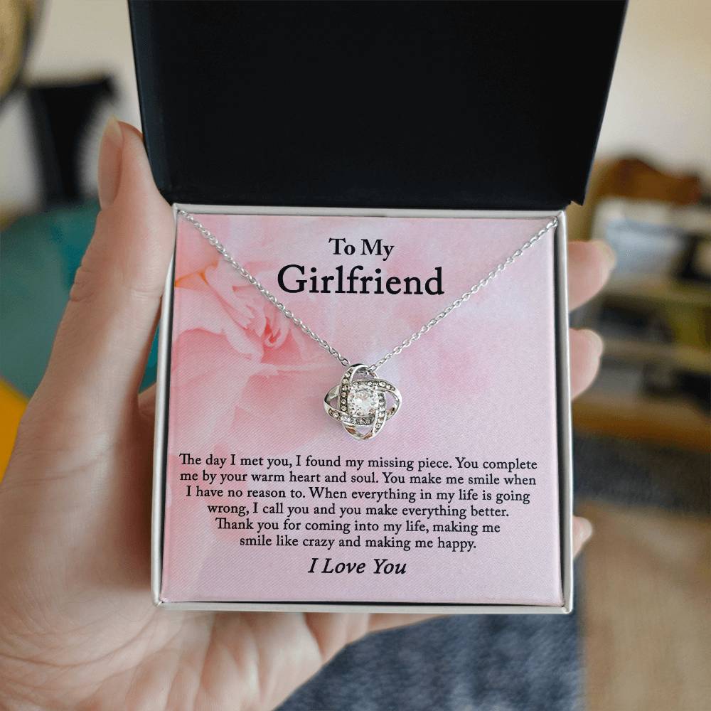 To My Girlfriend Necklace From Boyfriend, Husband, Gift Necklace For Girlfriend Love Knot Pendant Gift For Girlfriend, Soulmate Necklace To Girlfriend Jewelry Gift For Girls Making Me Smile Necklace