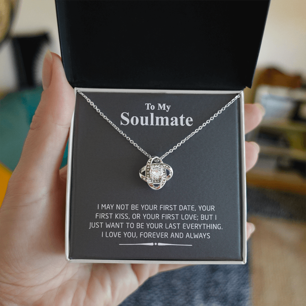 To My Smokin Hot Soulmate Love Knot Necklace - Wife Gifts Necklace From Husband To My Wife Necklace, Gift for Her Romantic, Girlfriend Gifts Message Card and Gift Box For Soulmate Love Knot Pendant