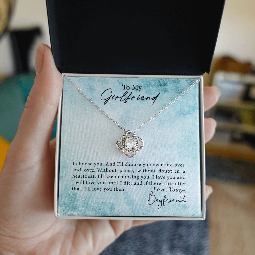 To My Girlfriend Necklace From Boyfriend, Husband, Gift Necklace For Girlfriend I Love You Then - Love Knot Pendant Gift For Girlfriend, Soulmate Necklace To Girlfriend Jewelry Gift For Girls