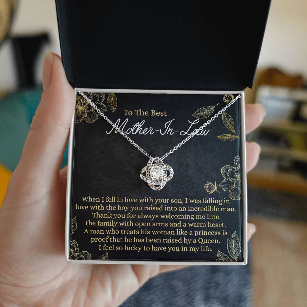 Mother In Law Gift Necklace, To The Best Mother In Law Love Knot Necklace From Daughter In Law, Jewelry Gift for Women, Mother In Law, Bonus Mom Gift Necklace, Mother-In-Law Gift Love Knot Pendant