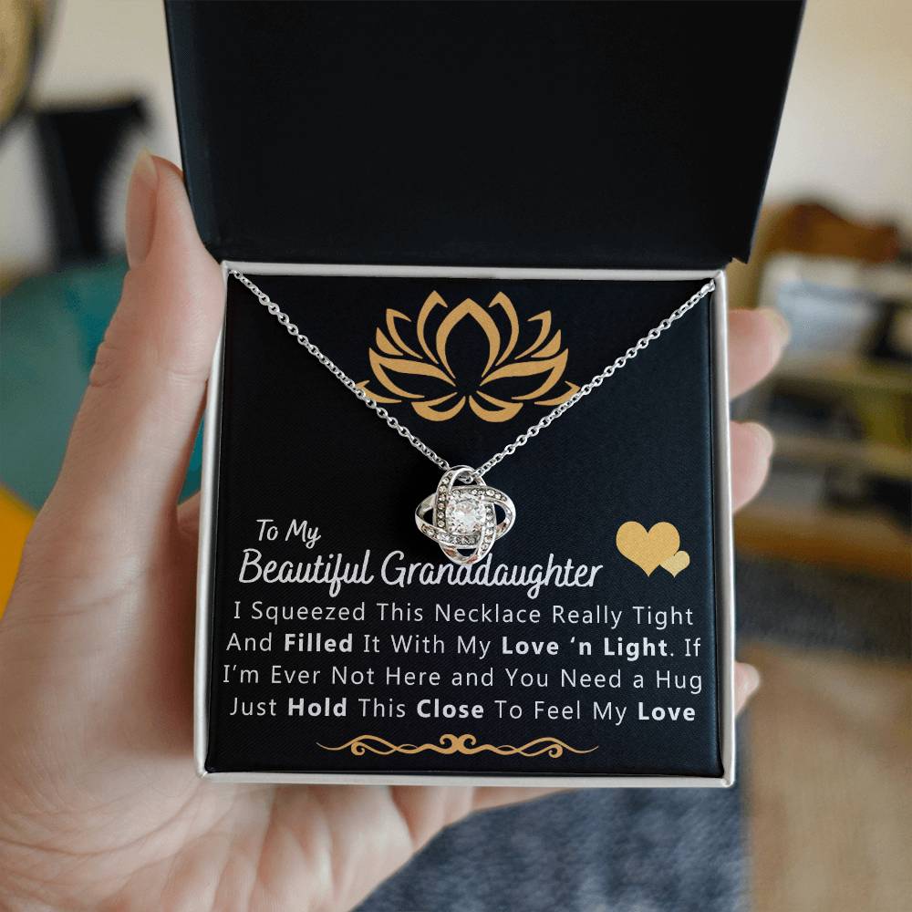 To My Beautiful Granddaughter Necklace From Grandma And Grandpa, To Granddaughter Love Knot Necklace, Gift Pendant For Granddaughtr, I Squeezed This Necklace Gift For Girls On Birthday, Anniversary