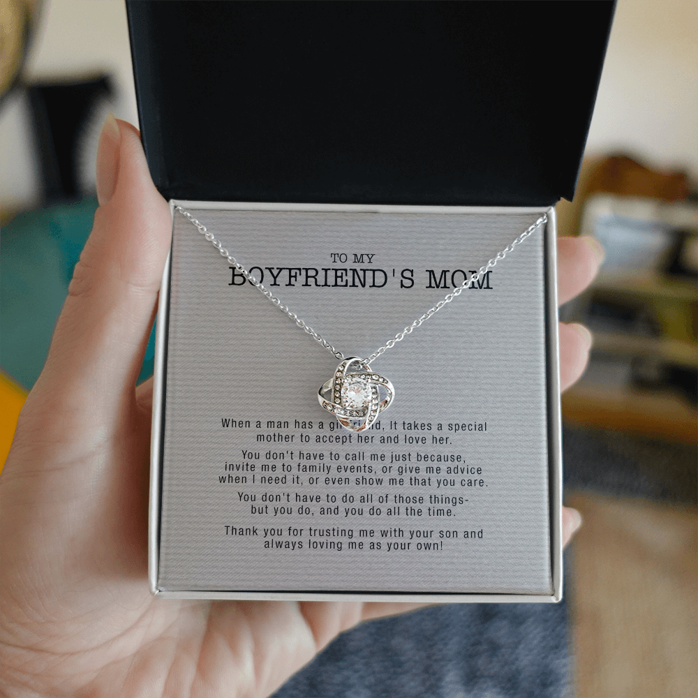 Gifts for Boyfriend's Mom Necklace, To My Boyfriends Mom Necklace, Boyfriend's Mom Gifts, Gifts For My Boyfriends Mom Love Knot Necklace From Man, Boyfriends Mom Christmas Necklace Mother's Day