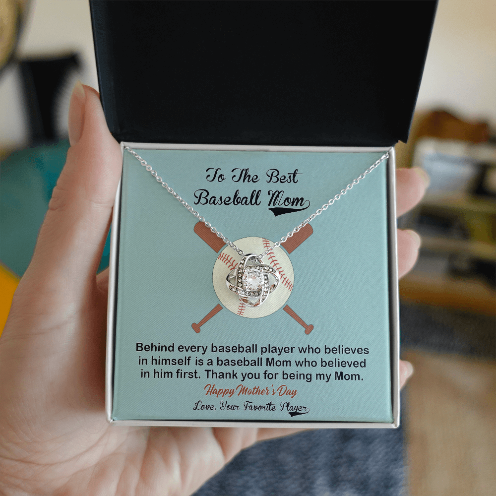 Baseball Mom Gift Necklace, To the Best Baseball Mom Necklace From Daughter, Favorite Player Necklace Gift For Mom, Baseball Mom Love Knot Necklace Jewelry Gift For Women, To The Best Mom Necklace