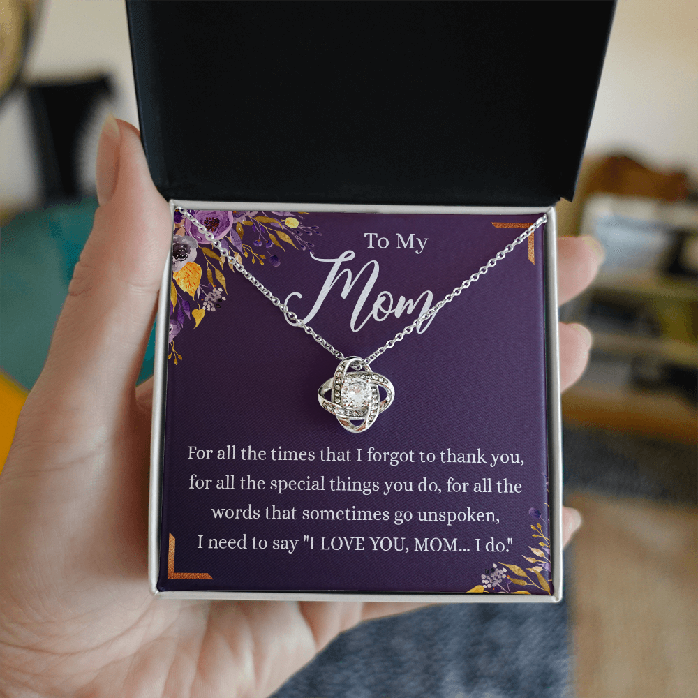 Mother Gift Necklace, To My Mom Love Knot Necklace From Daughter, Mother's Day Necklace Gift, Retriment Anniversary Necklace Gift For Mom, Bonus Mom Present for Mom Necklace Jewelry Gift for Women