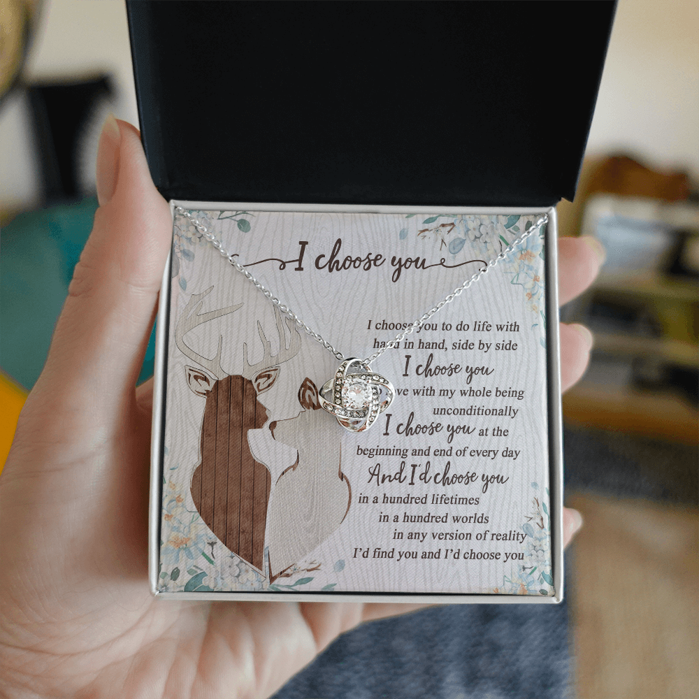 To My Smokin' Hot Doe Necklace From Husband, Boyfriend, I Choose You Hunting Love Knot Necklace Smokin' Hot Gift for Her Romantic, Girlfriend Gift Necklace Soulmate Gift Necklace With Message