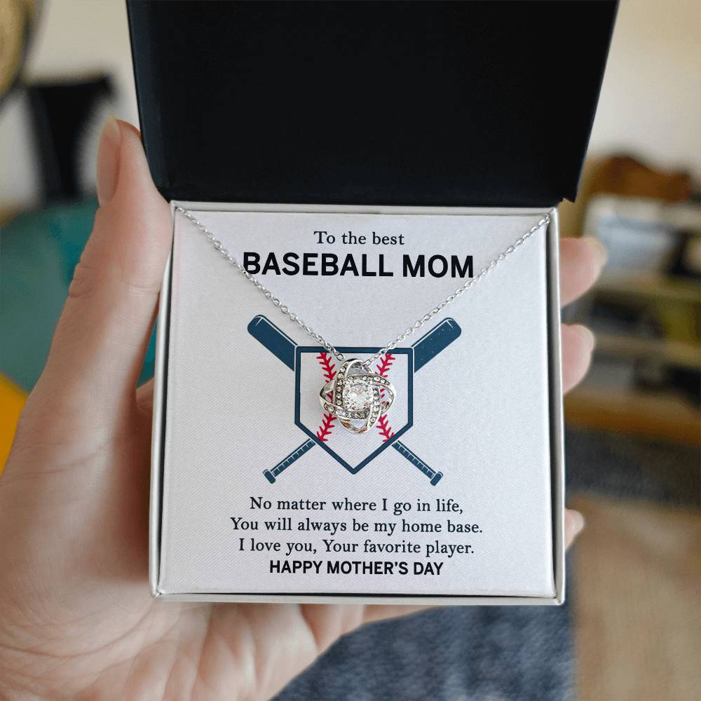 Baseball Mom Necklace, To The Best Baseball Mom Necklace From Son, Favorite player Necklace Gift For Mom, Happy Mother's Day Necklace Gift For Baseball Mom Love Knot Necklace Jewelry Gift For Women