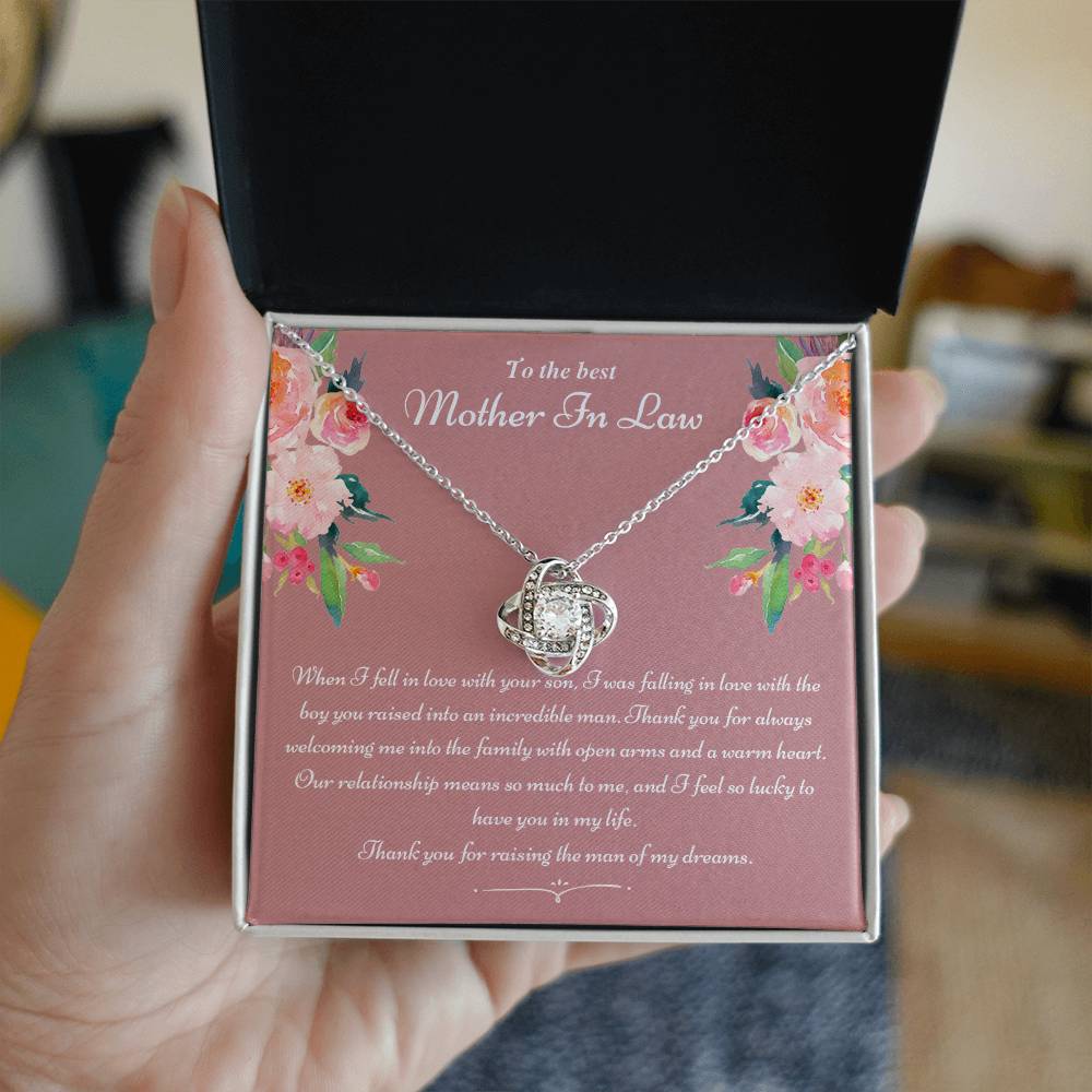 To The Best Mother In Law Gifts Love Knot Necklace, Mother's Day Necklace Gifts