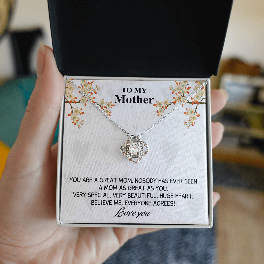 Great Mom Necklace, To My Mother Necklace From Daughter, The Love Knot Necklace Gift For Mom, Jewelry Gift For Women, Mother And Daughter Gift Necklace I Love You From Daughter To Mom Pendant
