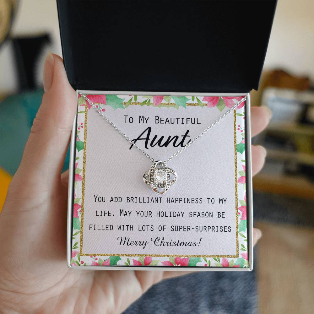 To My Beautiful Aunt Christmas Gift Forever Love Necklace Auntie Jewelry Gift For Girls And Box from Niece or Nephew Merry Christmas Gift for Aunt Jewelry For Girls