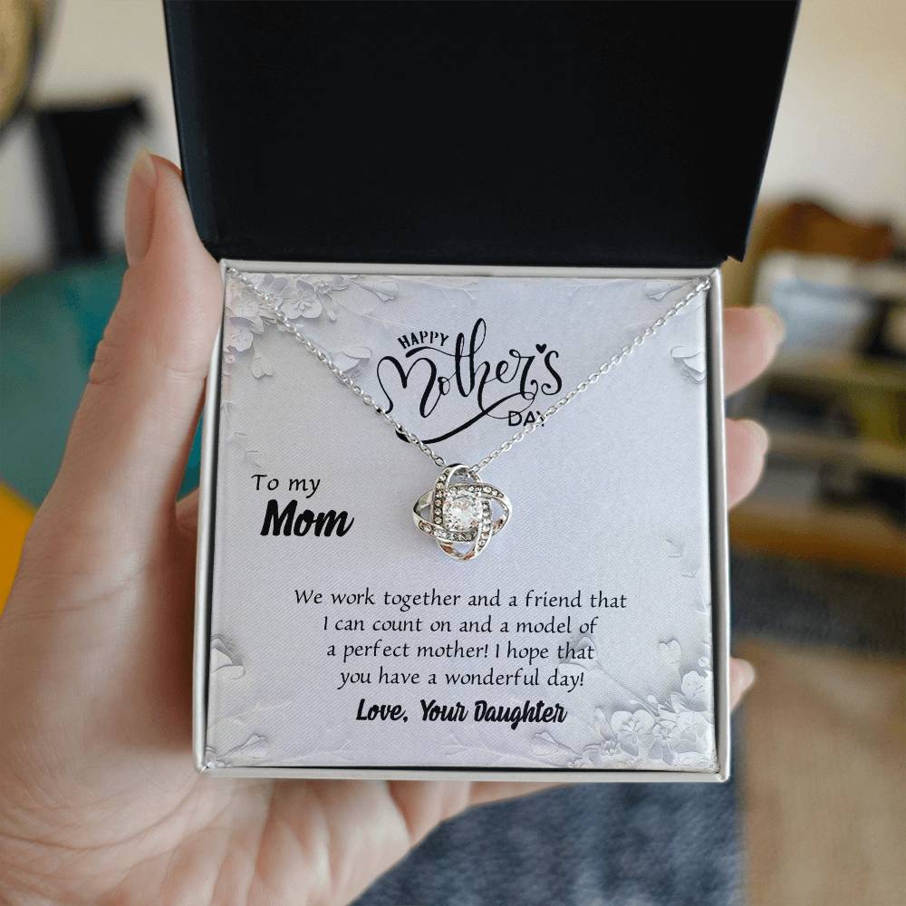 Happy Mother's Day Necklace, To My Mom Love Knot Necklace Gift From Daughter, Mom Your Daughter Necklace, Daughter And Mother Love Knot Pendant Gift For Mom Gift Necklace, Jewelry Gift For Women