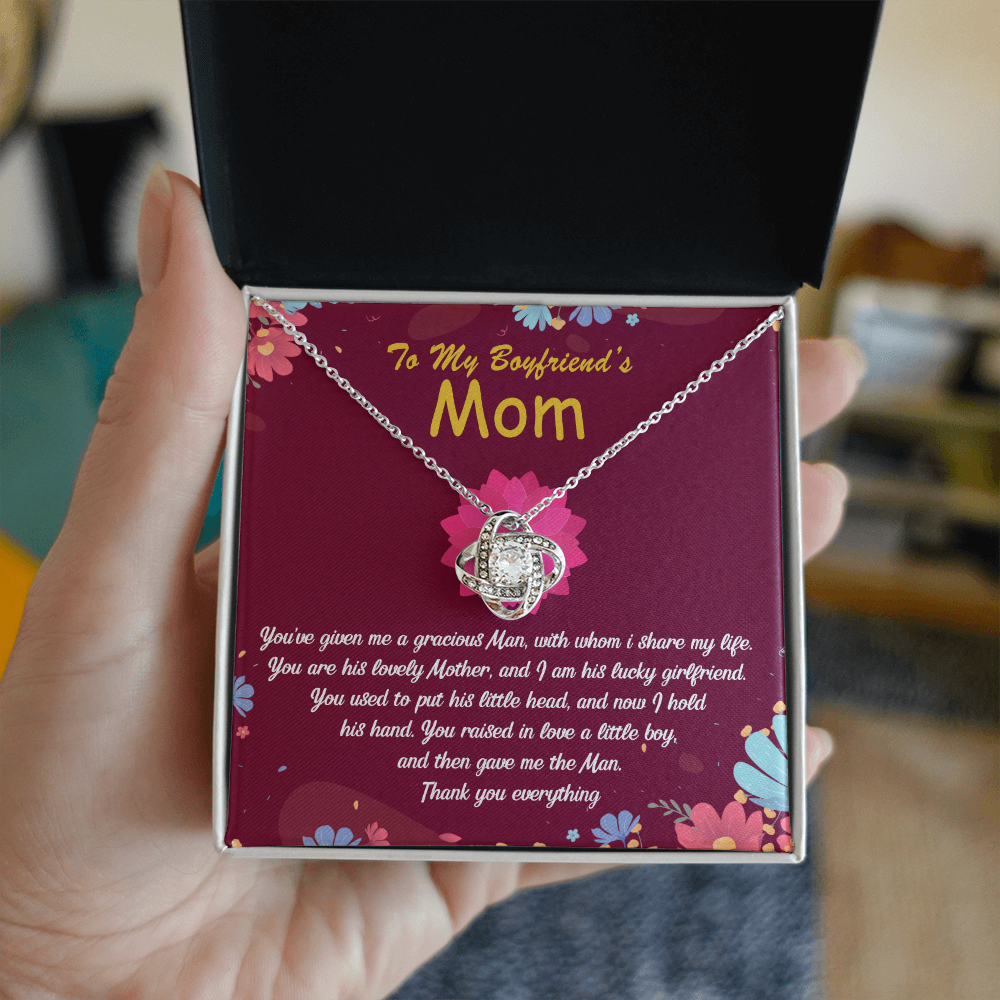 To My Boyfriends Mom Necklace From Girlfriend, Boyfriend's Mom Gift Necklace, Boyfriend Mom Gifts Jewelry For Boyfriend's Mom, Love Knot Necklace Gift For Boyfriends Mom On Mothers Day, Christmas