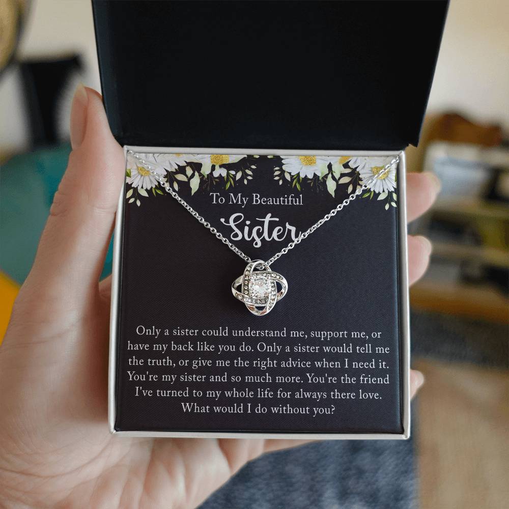 Personalized Gift Necklace - Love Knot Necklace, Sister Wedding Gift from Bride, Sister of the Bride Necklace, Sister Wedding Gift, Thank you Gift to Sister Maid of Honor, Matron of Honor Necklace