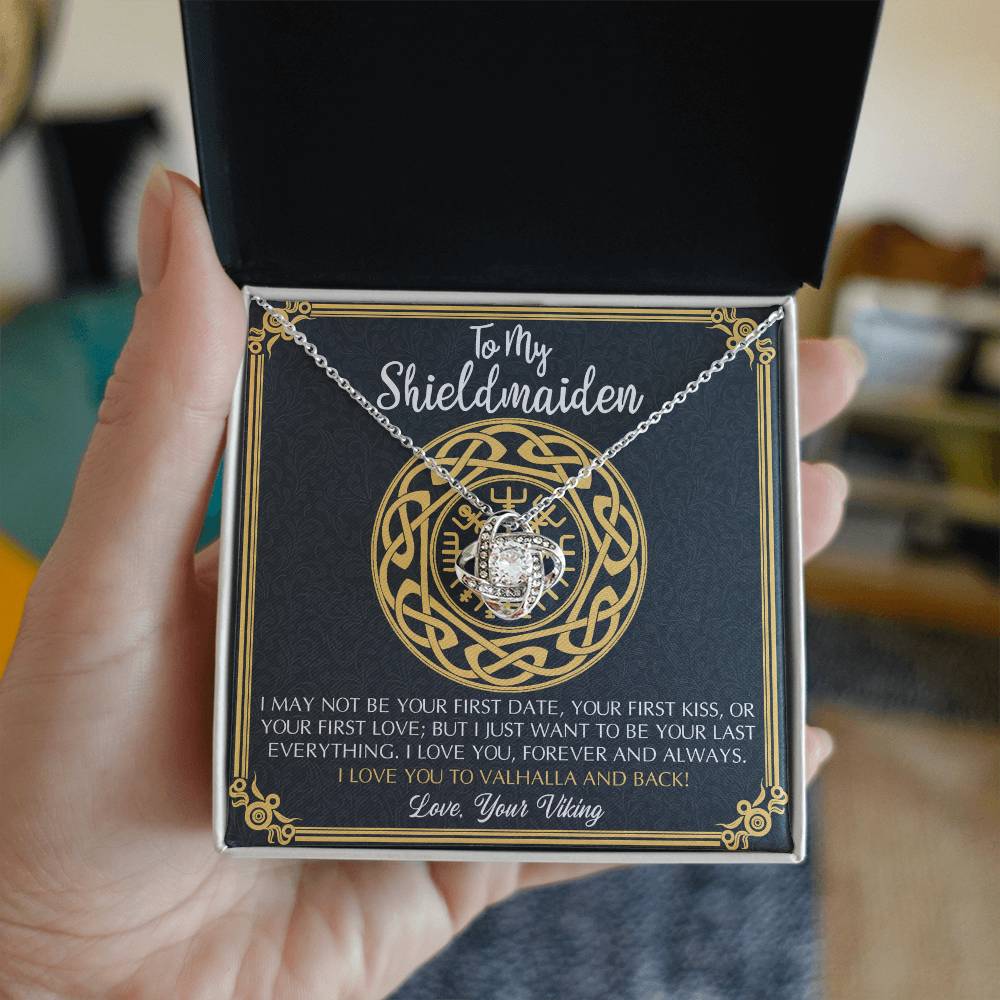 Personalized Gift Necklace, To My Shieldmaiden Necklace From Viking, I Love You to Valhalla and Back Viking Necklace Jewelry Gift For Women Wife Girlfriend Anniversary Customized Message Card