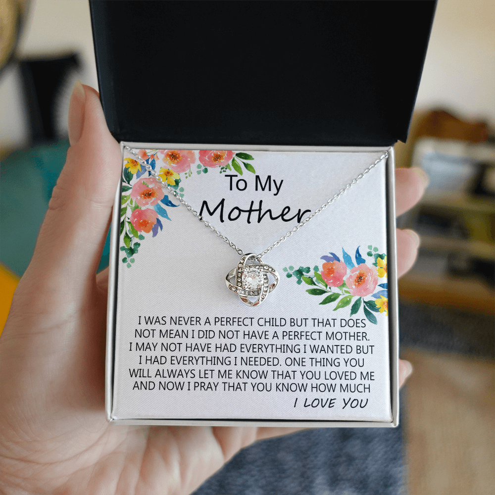 Mother Gift Necklace, To My Mother Love Knot Necklace Gift From Daughter I Was Never A Perfect Necklace, Mother And Daughter Gift Necklace Jewelry Gift For Women, Mother, Bonus Mom Gift Necklace