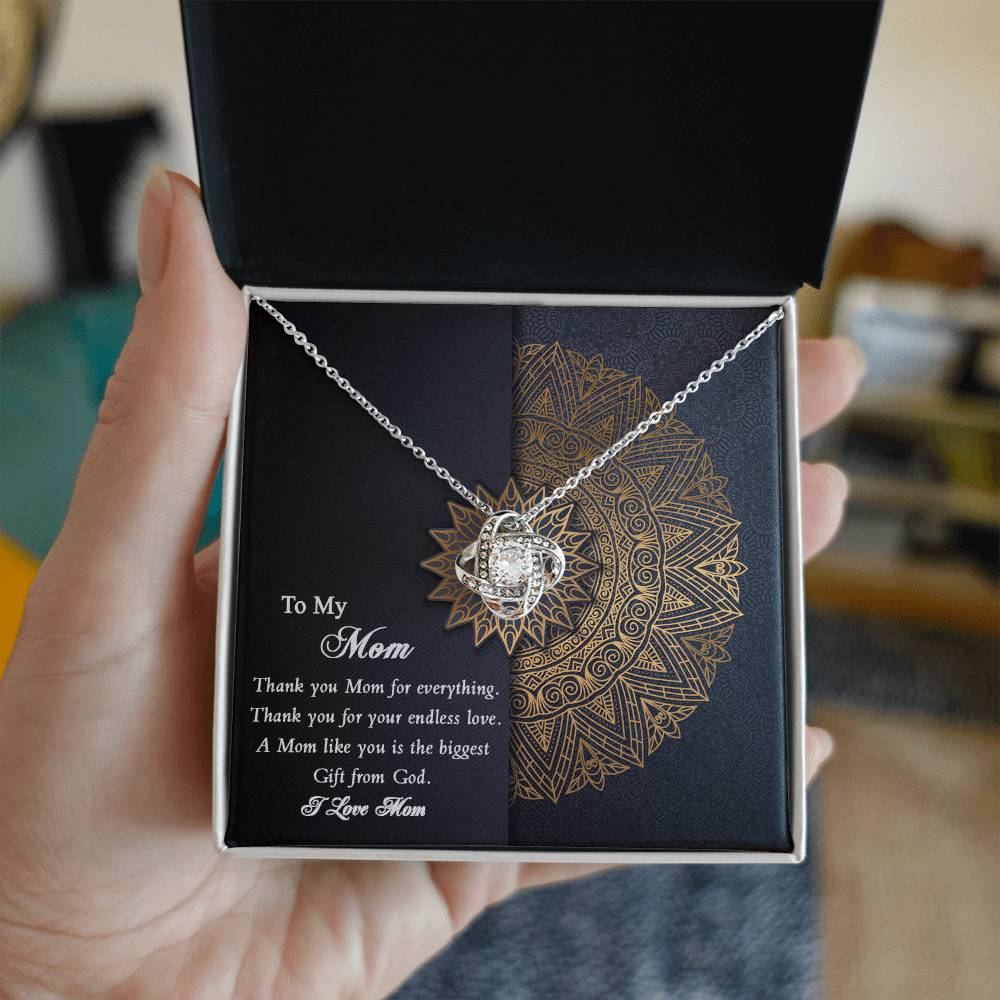 Thank you Mom Necklace from Daughter Gift for Mother's Birthday Xmas Present