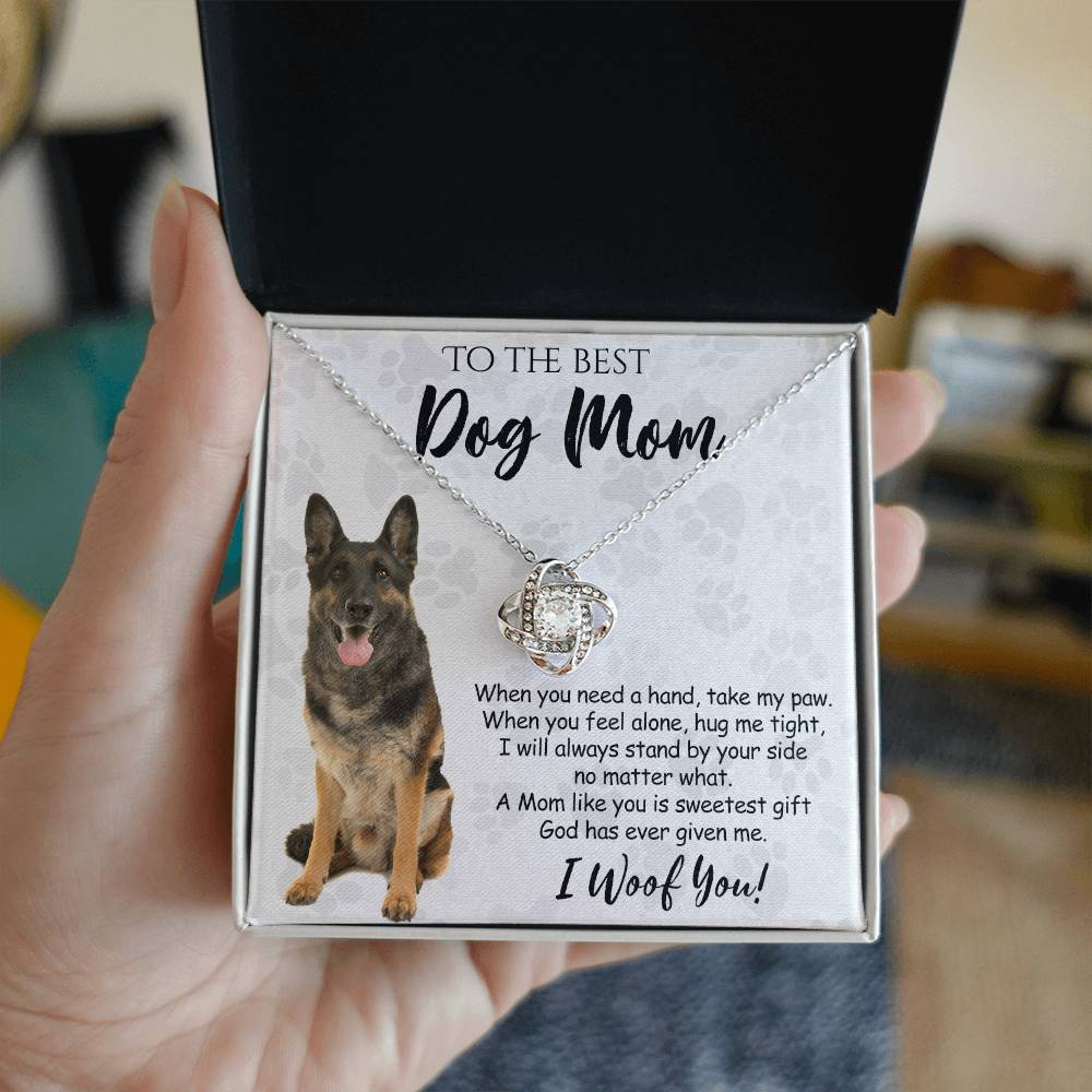 To The Best Dog Mom Love Knot Necklace From Daughter Mother's Day Necklace Gift, German Shepherd Love Knot Pendant, Jewelry Gift For Women, Dog Lovers German Shepherd Gift Necklace, Dog Mom Necklace