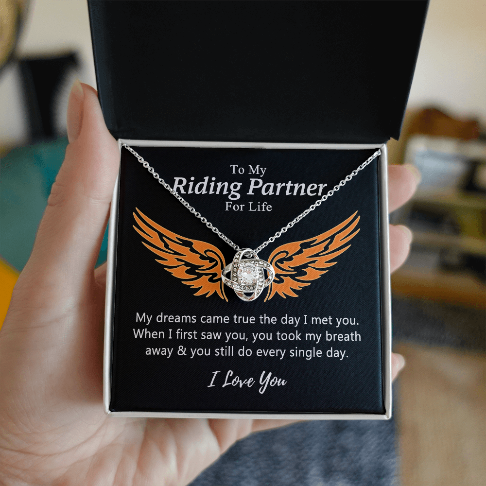 To My Riding Partners For Life Necklace, Gift Necklace For Motorcycle Wife, Love Knot Necklace Gift For Biker Wife, Necklace Gift for Girlfriend, Wife on Valentines Day, Romantic Gift Neklace Birthday