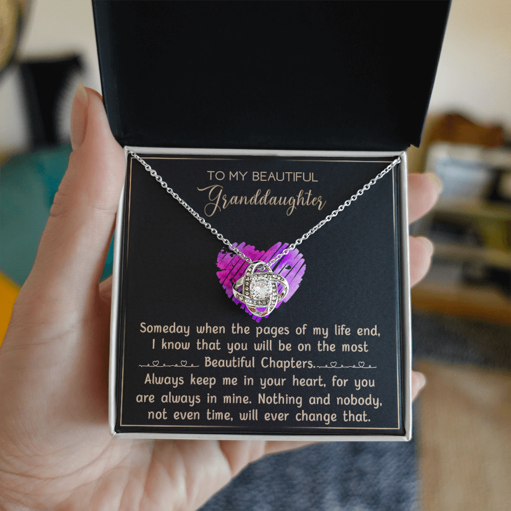 Granddaughter And Grandma Necklace, Gift Necklace For Granddauhter - To My Beautiful Granddaughter Necklace From Grandma, Love Knot Necklace For Granddaughter, Beautiful Granddaughter Necklace
