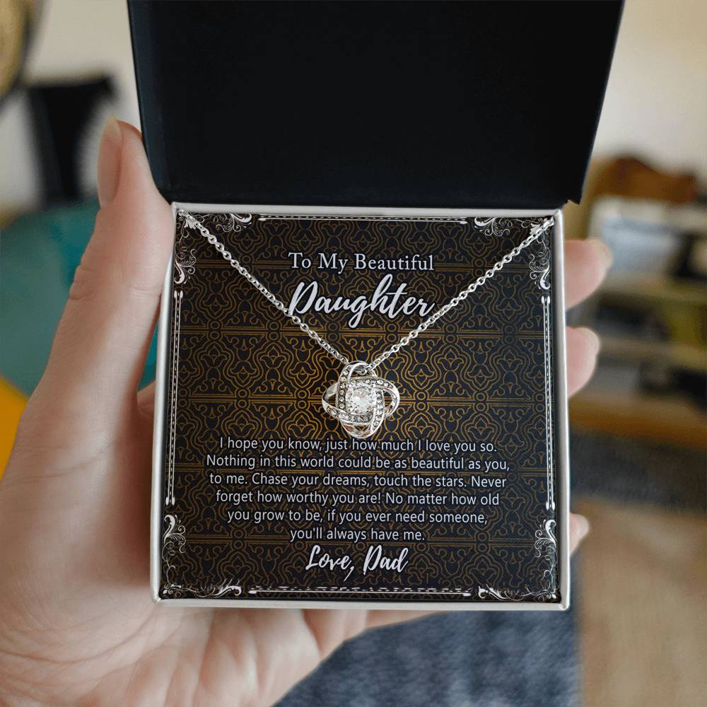 Daughter Gift Necklace, Father To My Beautiful Daughter Necklace From Dad, Jewelry Necklace Meaningful Pendant Personalized Necklace Gifts To Daughter, Father And Daughter Jewelry Gifts