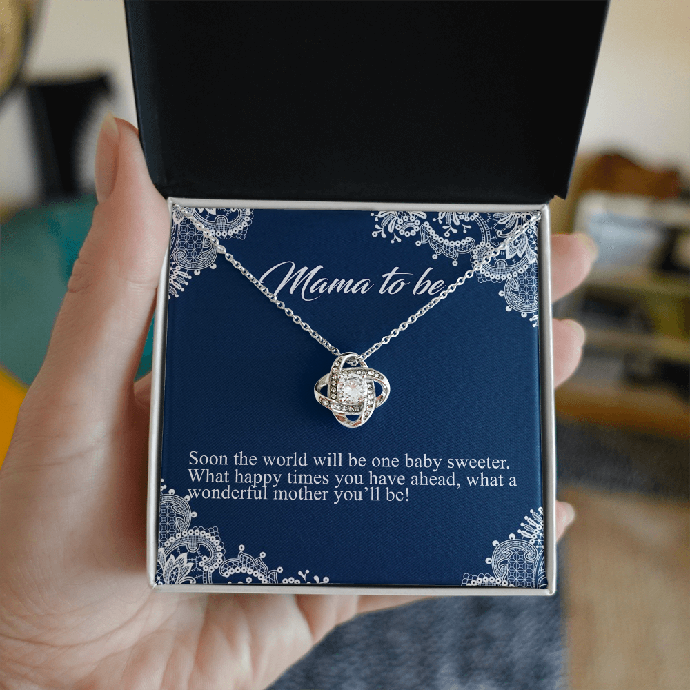 Mama To Me Gift Necklace, To My Mom Love Knot Necklace Gift For Mom From Daughter, Soon The World Mom Jewelry Gift For Women, Mother, Womenderful Mother Gift Necklace For Mama To be Pendant Gift