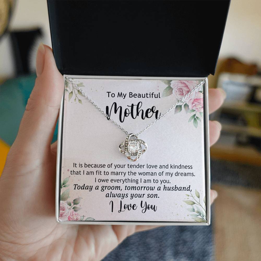 To My Beautiful Mother Necklace From Son, The Love Knot Necklace Gift For Mom, Mother, Bonus Mom Gift Necklace, Beautiful Mom Gift Necklace For Her, Mother's Day Necklace Jewelry For Mother, Moms