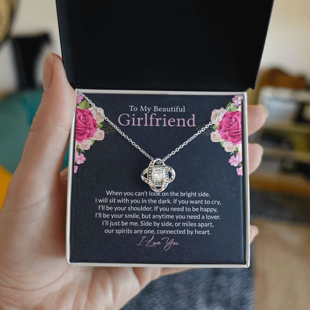 To My Beautiful Girlfriend Love Knot Necklace From Boyfriend, Husband, Girlfriend Gift Necklace - Love Knot Pendant Gift For Girlfriend, Soulmate Side By Side Gift Necklace To Girlfriend From Men