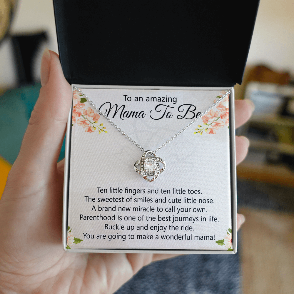 To An Amazing Mama To Be Necklace, New Mom Necklace, Mama To Be Love Knot Necklace Gift for New Mommy, Mother's Day Necklace Gift for New Mom New Mother Gift Necklace Pregnancy Gift for Mama Mommy