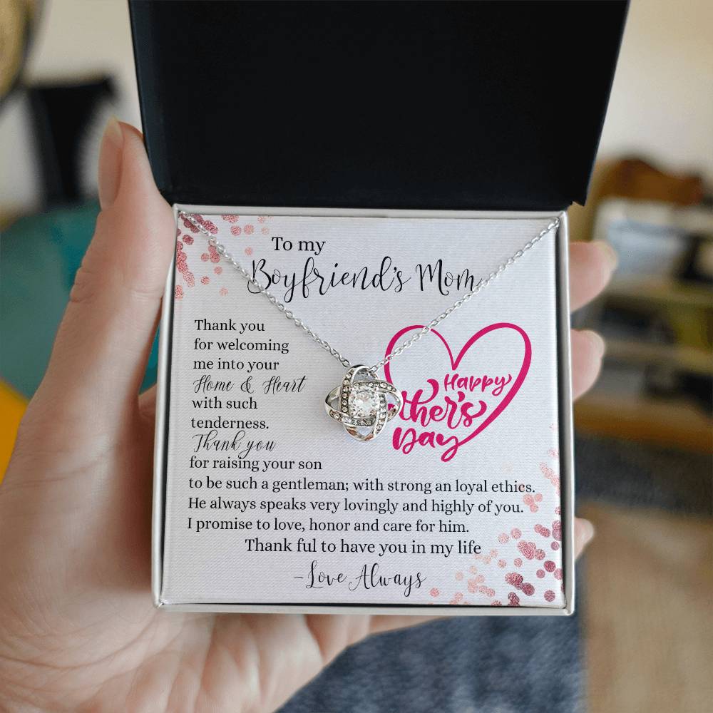 To My Boyfriend's Mom Necklace From Girlfriend, Gift Necklace To Boyfriends Mom, Necklace For Boyfriend's Mom On Mothers Day Birthday Gift Christmas Anniversary, Happy Mother's Day Jewelry For Women