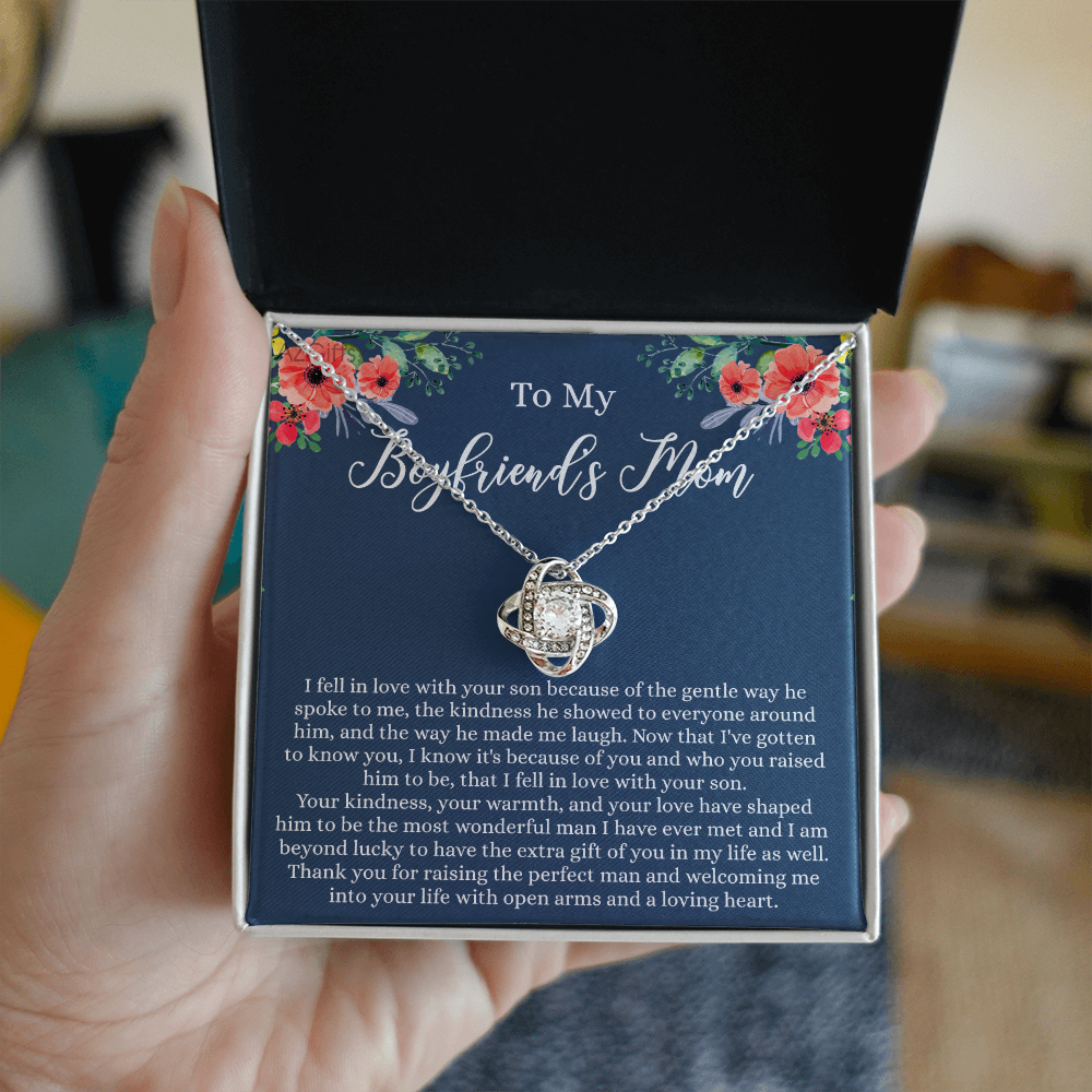Gift For Boyfriend's Mom Necklace, To My Boyfriend's Mom Love Knot Necklace, Gift To My Boyfriend's Mom Necklace For Mothers Day Birthday Gift Christmas Retirement Jewelry For Women Girlfriend's