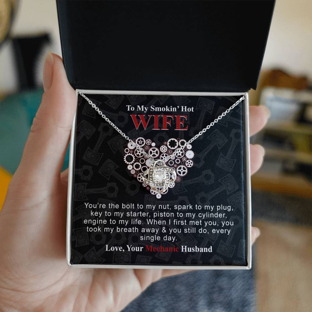 To My Smokin Hot Wife Necklace From Husband, Mechanic Necklace For Wife, Jewelry Gift For Women, Gift Necklace For Mechanic Wife Necklace From HUsband, Soulmate Gift Necklace For Women Love Knot