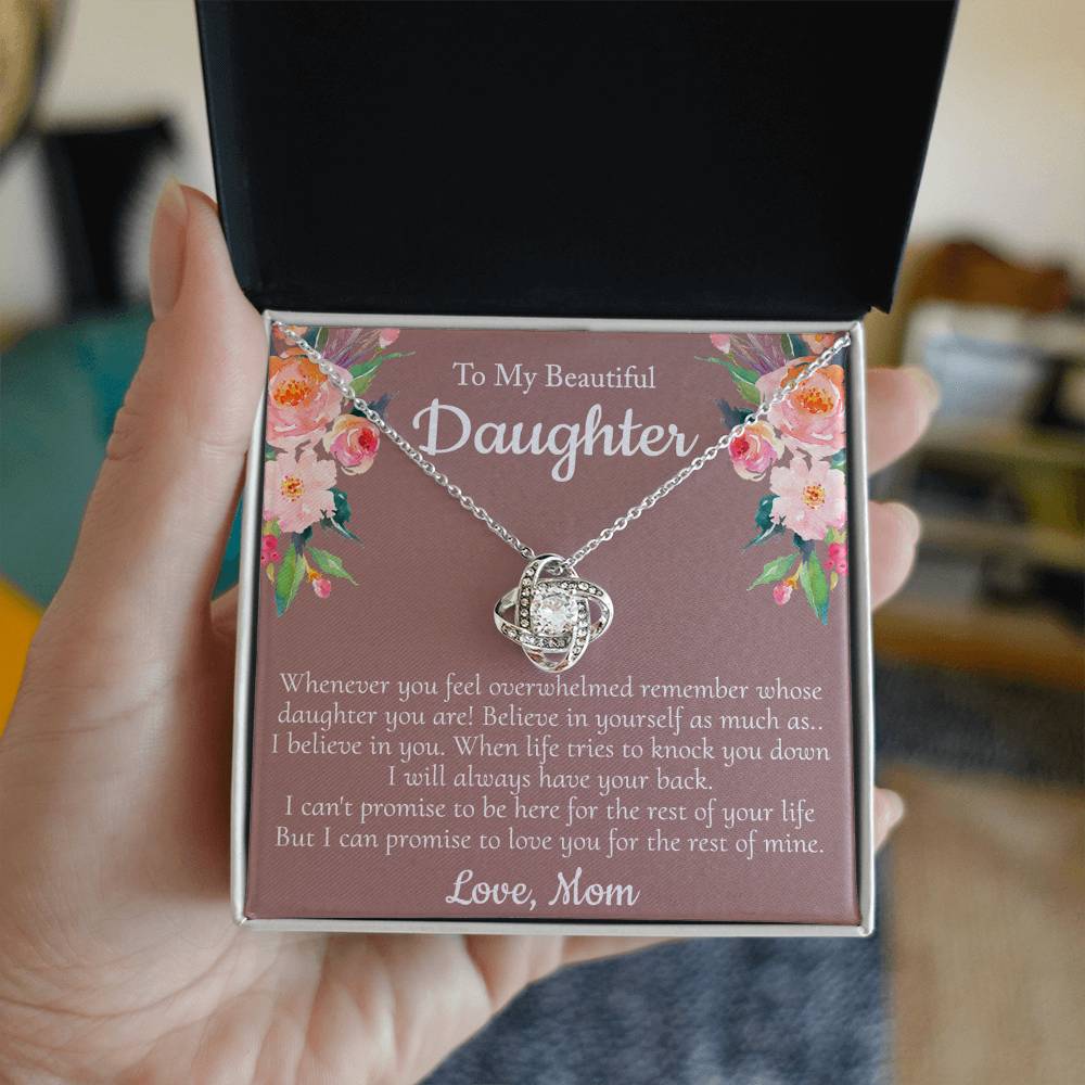 To My Beautiful Daughter Necklace From Mom With Thoughtful Card Box Gift, Necklace for Daughter from Mom Gifts Jewelry for Girls, Her Little Girl Necklace,  Mother To Daughter Gift Necklace