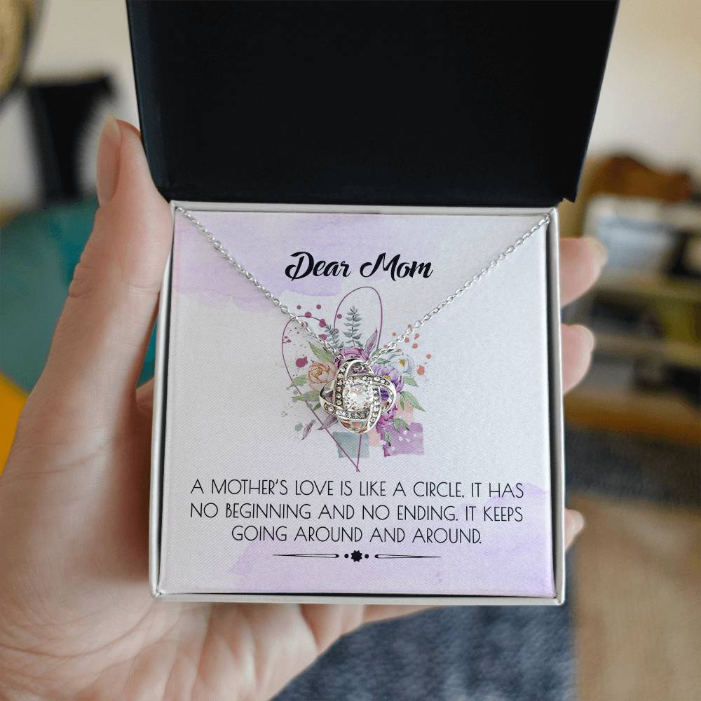 Dear Mom Gift Necklace, To My Mom Necklace, Daughter And Mother Love Knot Pendant Gift For Her, Bonus Mom Gift Necklace, Jewelry For Mom On Mothers Day, Anniversary, Birthday Gift Christmas
