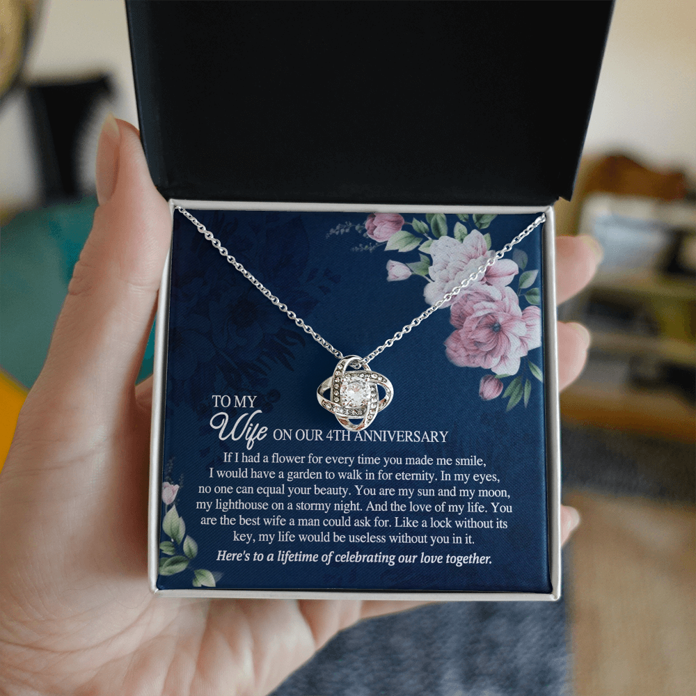 4th Anniversary Necklace Gift For Wife, 4TH Necklace Gift For Wife, Anniversary Necklace Gift For Wife, Soulmate Gift Necklace, To My Wife On Our 4th Anniversary Love Knot Necklace From Husband