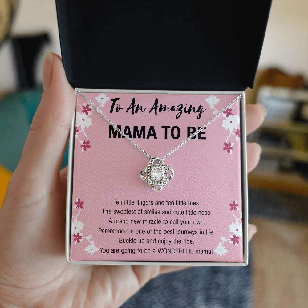 Mama To Be Necklace, To An Amazing Mama To Be Necklace From Daughter, Little Girl Necklace Gift For Mom, Wonderful Mama Pendant, Daughter And Mother Love Knot Necklace Gift For Mom Jewelry To Mama