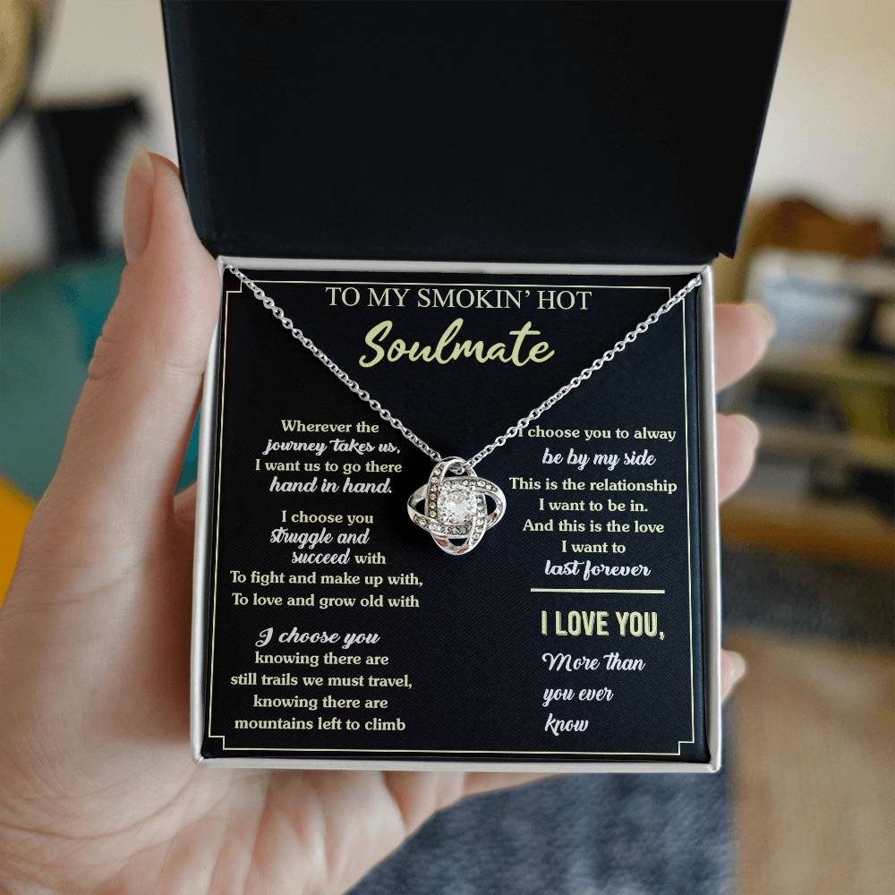 To My Smokin' Hot Soulmate Necklace, Luxury Jewelry For Wife, Gifts Neckalce For Soulmate, Wife From Husband, Smokin' Hot Soulmate Styles Jewelry Gift For Women, Love Knot Necklace For Her