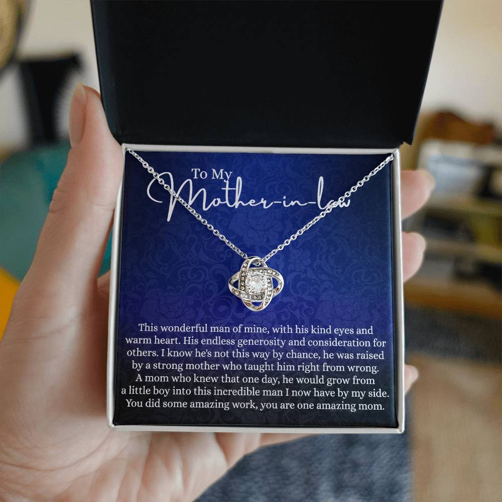 Happy Mother's Day Necklace - To My Mother In Law Love Knot Necklace From Son This Wonderful Man Of Mine, Mother In Law And Son In Law Gift Necklace Gift For Amazing Mom Jewelry Gift For Women