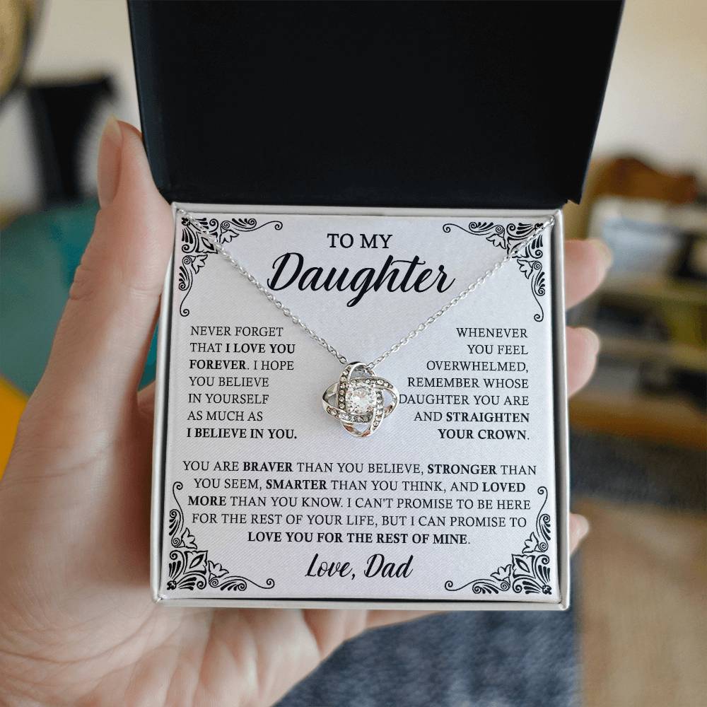 To My Daughter Necklace From Dad, Love Knot Necklace For Daughter, Father Daught